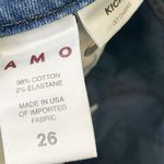 AMO Kick Crop Jeans in Sweet Cheeks Distressed Raw Hem Mid Rise Women’s Size 26 Blue Photo 8