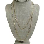 Lot of 2 Gold Tone Faux Pearl & Light Purple Faceted Beaded Necklaces Photo 0