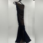 Norma Kamali  Diana Fishtail Gown in Black Mesh & Nude Photo 7