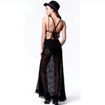 Kendall + Kylie Black Lace Maxi Dress, Swim Cover-Up Photo 2