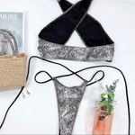 Boutique Snake print halter crisscross bikini set silver Photo 4