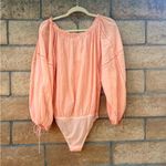 Free People Sundown Balloon Sleeve Bodysuit NWT S Peach Pink Orange Long Sleeve Photo 7