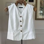 Emerson Lang Contemporary White Cotton Linen Cropped Vest L Size L Photo 2