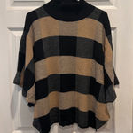 Note di Anita Italian Merino Wool Cashmere Poncho Cape Black Beige Buffalo Plaid Size L Photo 0