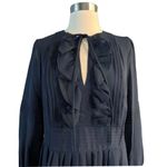 W By Worth WORTH Collection Georgette Pintuck Peasant Dress New Navy Blue Midi Ruffle 6 NWT Photo 10