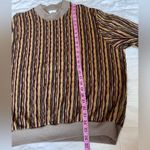 Bonworth Vintage Brown Retro Stripe w/ Gold Metallic Grandpa Sweater - Medium Photo 6