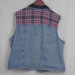 Vintage Multi Fabric Denim Plaid Ladies' Vest 2X Blue Photo 3