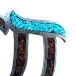 Sterling Silver Turquoise & Red Coral Chai Pendant Southwestern Navajo Style Photo 1