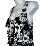 White House | Black Market Black & White Floral Ruffle Tiered Top EUC Size Small Photo 3