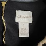 Chico's Womens 1 (8/10) Black Leopard Sheath Dress 3/4 Sleeves Exposed Zipper Photo 3