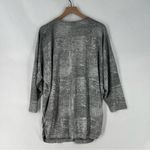 JM Collection Metallic Silver Stretch Knit V-Neck Rhinestone Zipper Tunic XL Photo 11