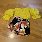Lulumari LulúMari Off the shoulder puff sleeve mustard yellow top size L Photo 12