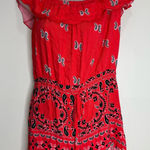 Venus  Y2K Red Romper Ruffle off shoulder paisley print pattern Size small retro Photo 0