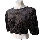 H&M NWT, Divided Glittery Top, Black Spotted, Sz L Photo 3