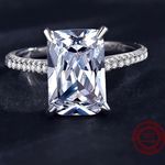 Sterling Silver SIZE 8 925 Emerald Cut CZ Ring Photo 2