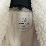 Ivory Ella  Sherpa Jacket Coat Full Zip Solid Cream Bomber Colorful Striped XL Photo 3