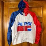Pepsi  Color Block Hooded WindbreakerW/Pockets /Retro Logo zip Front Sz Med-EUC Photo 0