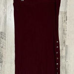 Almost Famous  Burgundy Ribbed Midi Skirt 2X – Button Side Detail, Stretchy Knit Photo 0