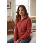 Lands' End ✨ L/P 14-16 Pink THERMCHECK Quarter Zip Fleece Pullover Jacket Sweater✨ Photo 2