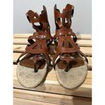 Dolce & Gabbana  BROWN TAN LEATHER GLADIATOR STRAPPY FLATS SANDALS zip size 38.5 Photo 5
