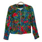 ZARA Basic Zip Up Long Sleeve Green/Blue/Red Floral Lined Jacket Size XS Photo 2