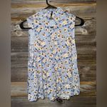 Mi Ami Womens Sleeveless Blouse Size Large Light Blue Floral Babydoll Photo 1