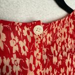 Madewell  Crinkled Button Back Floral Tie Front Full Bloom Georgette Blouse Red Photo 8