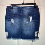 Forever 21  Denim Mini Skirt Distressed Ripped Frayed Hem Dark Wash Size‎ 28 Photo 1