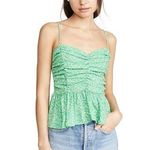 Likely  Green Sleeveless Sweetheart Ruched Julianne Floral Peplum Top Size S Photo 0