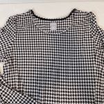 Chico's Blouse Black houndstooth plaid design pullover stretch top Women’s Large Photo 2