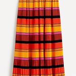 J.Crew NWT Pleated Tea Length Ruffle Bright Preppy Striped Skirt Photo 12