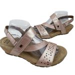 *Earth Origins Comfort Wedge Sandal Womens 10M Rose Gold Leather Hook Loop Size 10 Photo 3