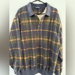 Lands' End VTG  Quarter Zip Pullover Sweatshirt Jacket Plaid Flannel Multi Color M Photo 1