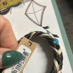 Braided Horse Hair Bracelet with Turquoise Accents Black Photo 1