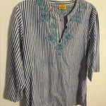 Roberta Roller Rabbit  Blue and White Striped Tunic Size Medium Photo 0