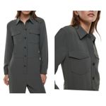 Wilfred Aritzia Utility Broiler Jumpsuit Gray Button Pockets Crepe Size Medium Photo 2