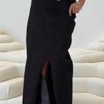 Princess Polly Batkins Black Denim Front Slit Maxi Skirt 4 Photo 0