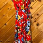 Scobe Bright red floral faux wrap maxi dress Photo 0