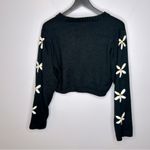 Altar'd State Knit Floral Embroidered Sleeve Crop Sweater Black and White Size M Photo 1