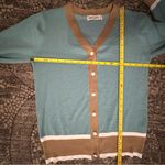 Grace Karin  Women’s Size M Blue Teal Colorblock Button Up Sweater Cardigan Photo 9
