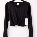 Athleta Black Twist Front Cropped Long Sleeve Active Top | Size Medium | NWT Photo 0
