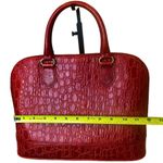 Brahmin Prissy Collection Red Italian Croc Embossed Leather Dome Shaped Satchel Photo 10