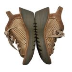 Fly London  Yuta Perforated Leather Lace-up Wedge Sandal Tan Metallic Sz EU 38 Photo 7