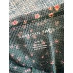 American Eagle  Antique Blue Green Floral V Neck Crop Top Medium Photo 2