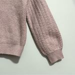 Tahari  Ribbed Cable Knit Crewneck Sweater Light Pink M Photo 4