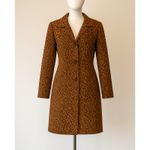 90s Vintage Susan Graver XL Womens Animal Print Satin Lined Button Blazer Coat Brown Photo 1