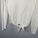 Anthropologie Moth Womens Ivory White V-Neck Front Tie Knit Sweater Medium Photo 3