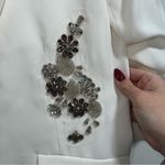 Cinq A Sept Kylie Diamond Daisies Embellished Blazer Jacket In Ivory/Smoke White Size 10 Photo 6