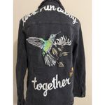 River Island  Womans Black Embroidered Jean Jacket Size 12 Photo 7