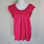 Free People  Pink Off-Shoulder Blouse Womens Size Medium ruffle neckline Photo 2